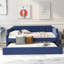 Upholstered Daybed With Trundle, Wood Slat Support,Upholstered Frame Sofa Bed-2078507692