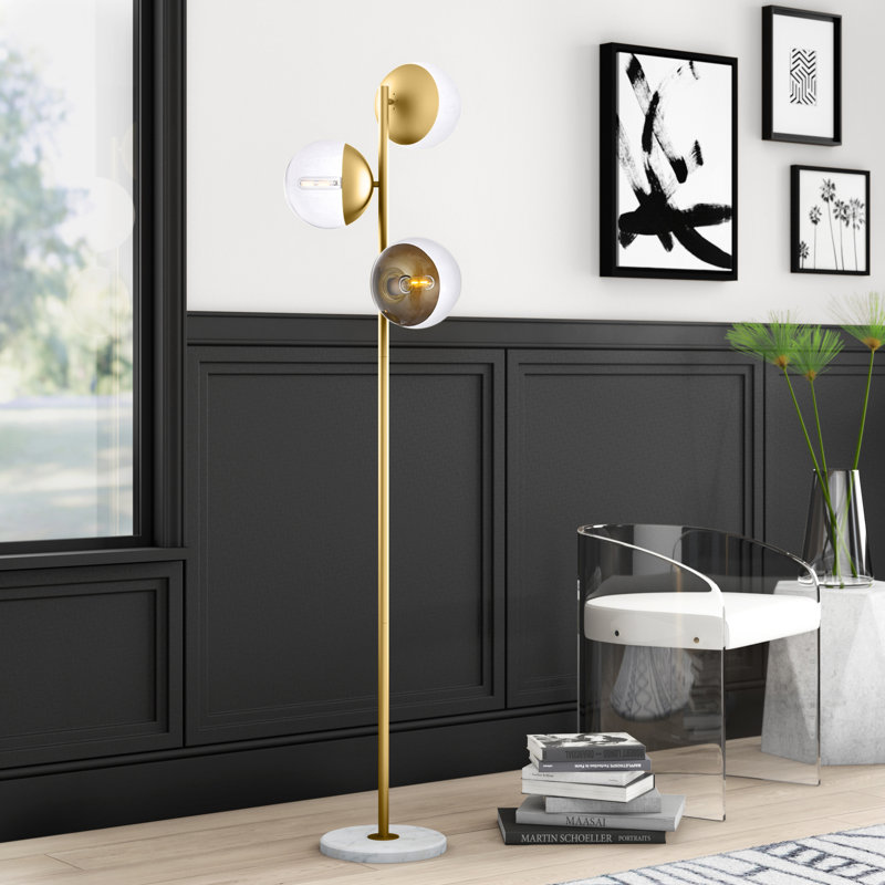 Yearby 65.5'' Tree Floor Lamp, Brass, Clear