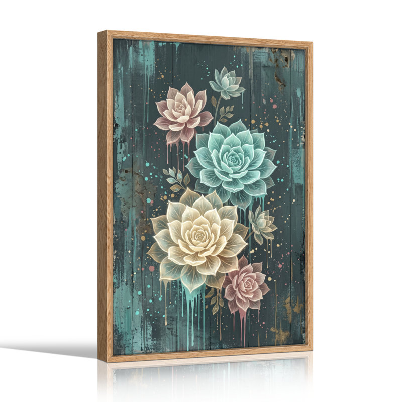 Ensemble de 1 toile murale à motif floral, H 36 po x l 24 po, Naturel