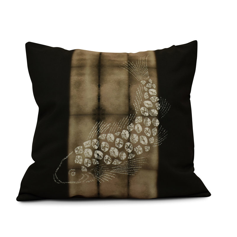 Housse de coussin carrée extérieure/insert, H 16 po x l 16 po, Marron