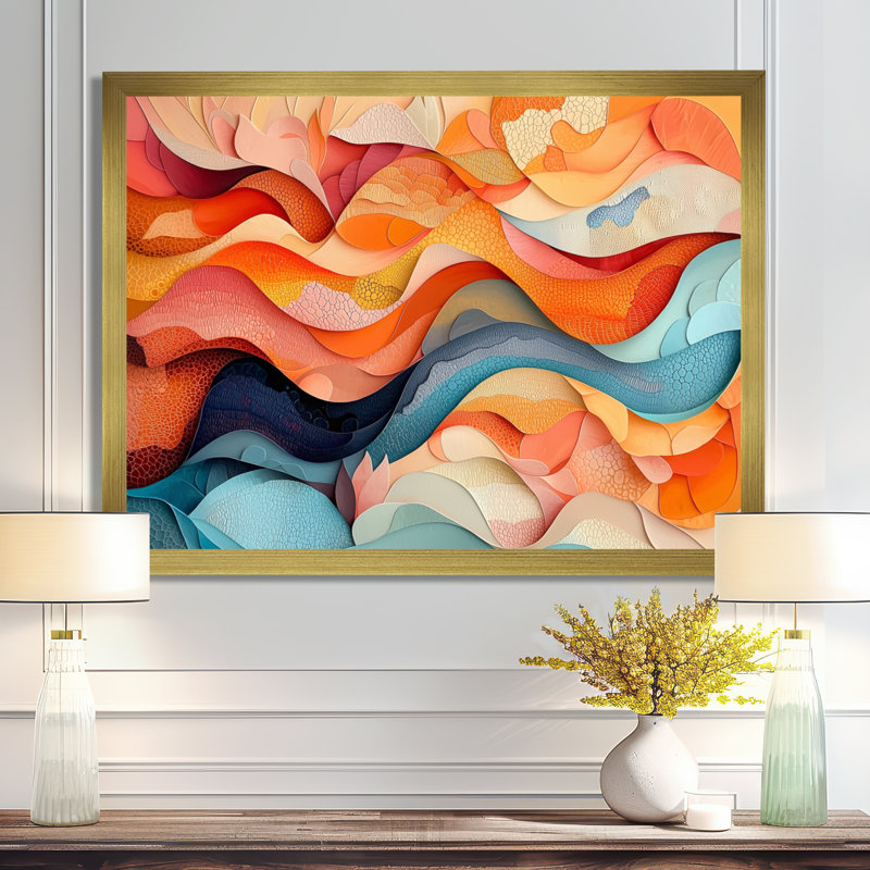 «Lowther», art mural sur toile «Biomorphism», H 30 po x l 40 po, Cadre simple, Doré