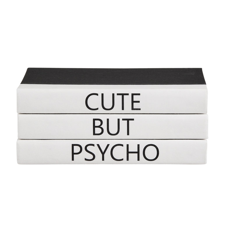 3 Piece Cute But Psycho Quote Stack Decorative Book Set