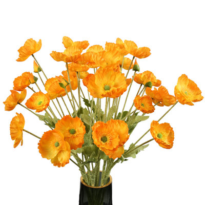 10 pièces de fleurs de pavot artificielles en soie artificielles pour décoration de table de fête de mariage
