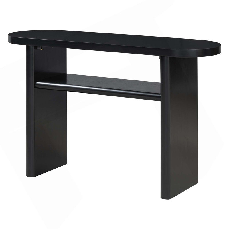 Elegant Minimalist Console Table With Rounded Edges And Sturdy Shelf Design For Entryway, Living Room, Black