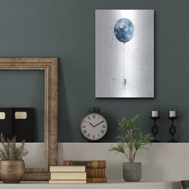 Art mural en métal «Moon Balloon» par Rachel Nieman, H 16 po x l 12 po