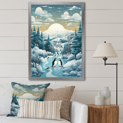 Forêt d'hiver bleue et blanche - art mural forêt