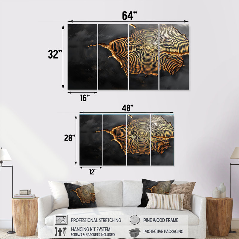 Pierre noire, bois, diapositive, harmonie - art mural arbre - ensemble de décorations murales traditionnelles, 4