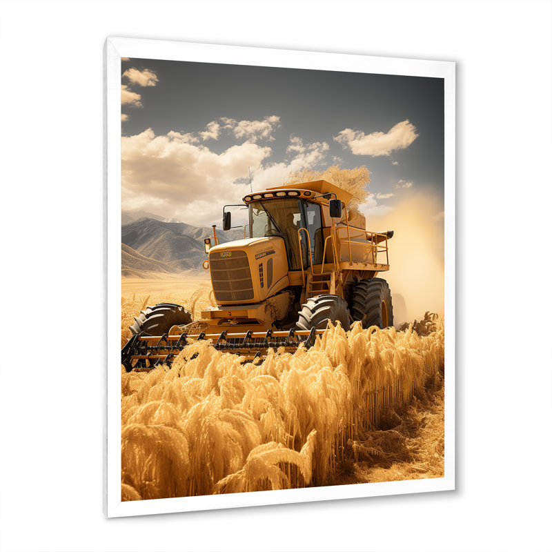 «Chatterly Farm Harvesting Gold Field» sur impression sur toile, H 20 po x l 12 po x P 1 po, Cadre photo blanc