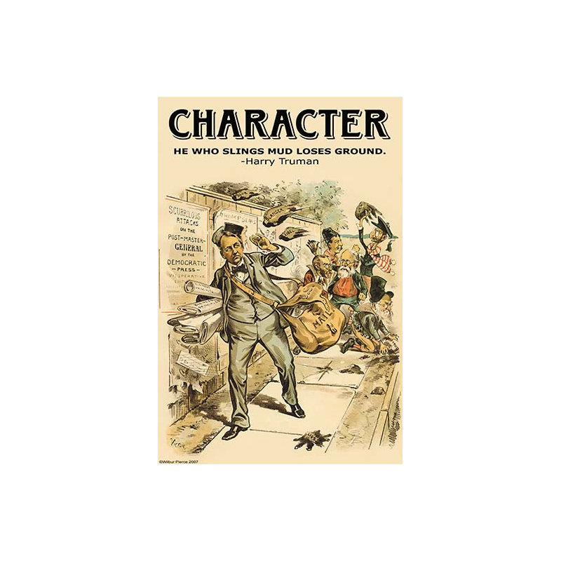 « character » par wilbur pierce, affiche rétro, H 30 po x l 20 po
