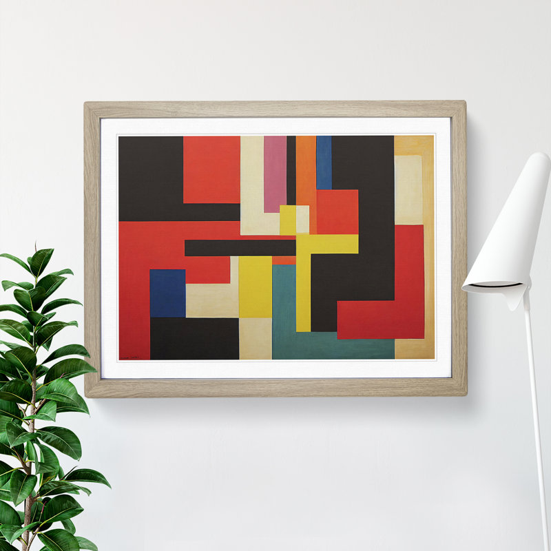 Modern Bauhaus Vol.4 Abstract - Framed Print, 46cm H x 64cm W x 2cm D, Oak