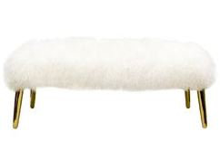Mongolian Upholstered Bench, White