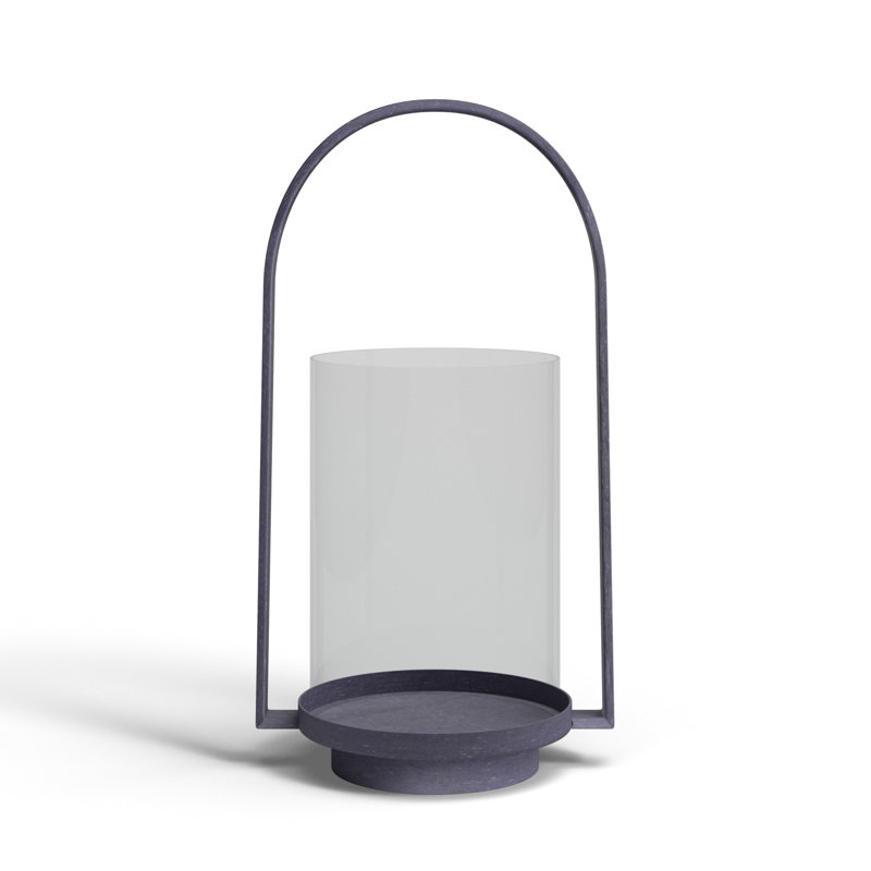 Aged Zinc Finish Tabletop Hurricane Lantern