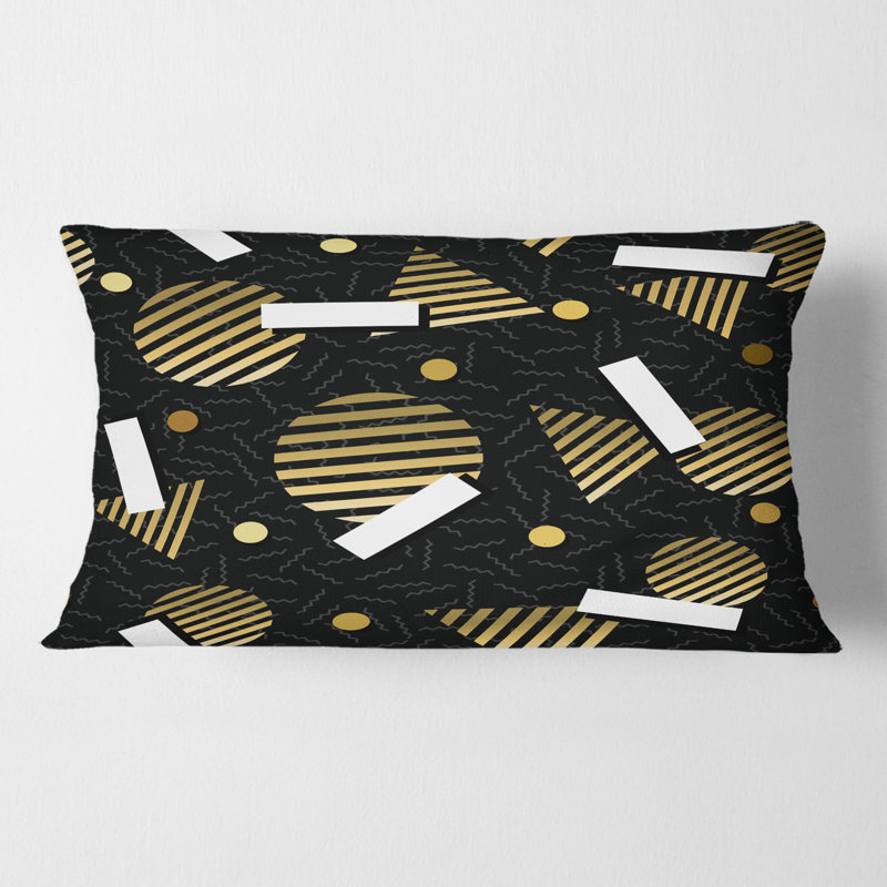 Coussin décoratif doré à motif circulaire de style rétro Mid-Century