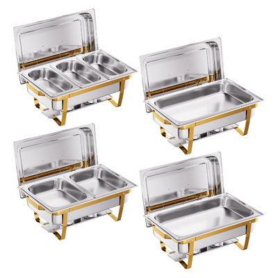 Ensemble de 7 réchauds en acier inoxydable 18/8 (304) 7 casseroles pour ensemble de réchaud 9 qt
