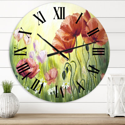 Blossoming Poppies In The Morning I - Horloge murale traditionnelle
