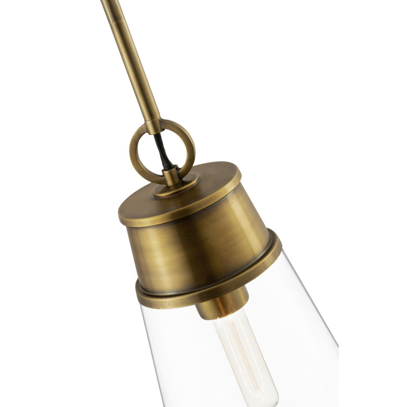 Luminaire suspendu conique à 1 lumière Bertina, Laiton frotté, H 96,25 po x l 7,5 po x P 7,5 po