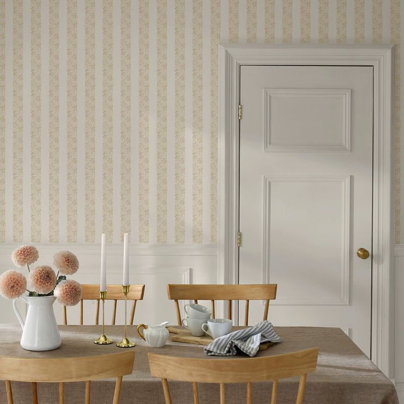 Martha Stewart Heritage Garden Stripe Moss Wallpaper, Green