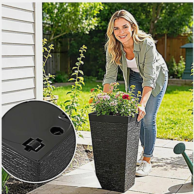 Ensemble de 3 pots à fleurs de style moderne empilables, Noir