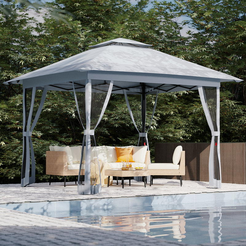 Pop Up Gazebo 12X12 With Mosquito Netting - Gy, Gray