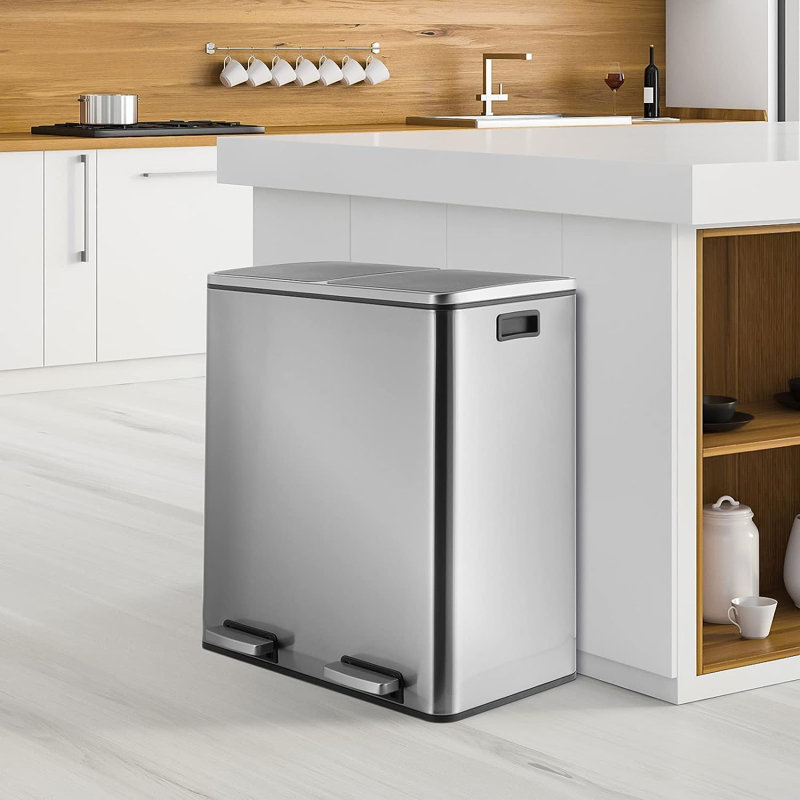 Stainless Steel 60 Liter Step-On Recycling Bin