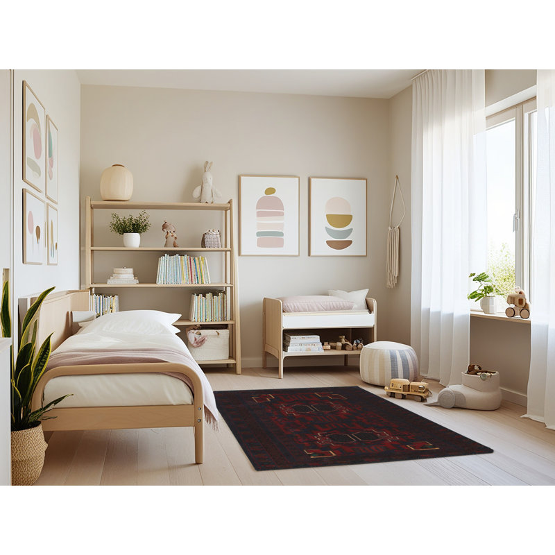 Tapis sud-ouest Mehroon / noir / crème, Rectangle 4 pi x 6 pi