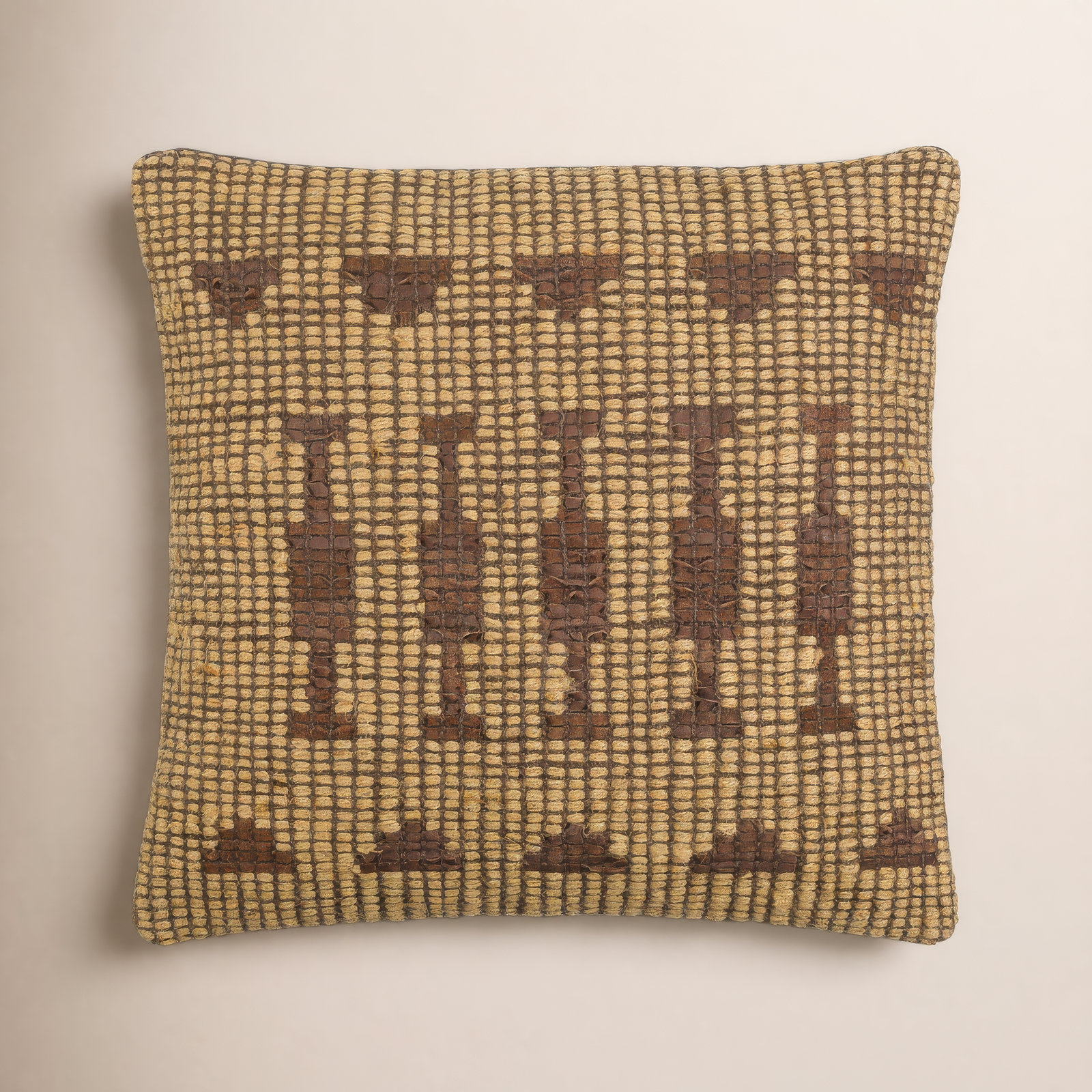Twareg Geometric Jute / Sisal Pillow Cover, 18"H x 18"W