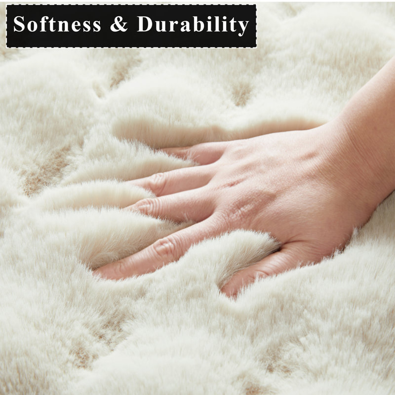 Modern Bubble Texture Faux Fur Rug , Cream, 160cm x 230cm