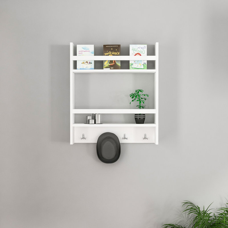2 Piece Accent Shelf with Hooks