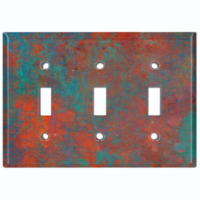 Patina Patterned 3 - Gang Toggle Light Switch Standard Wall Plate