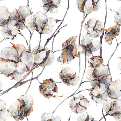 Seattle Cotton Flowers - Wrapped Canvas Painting