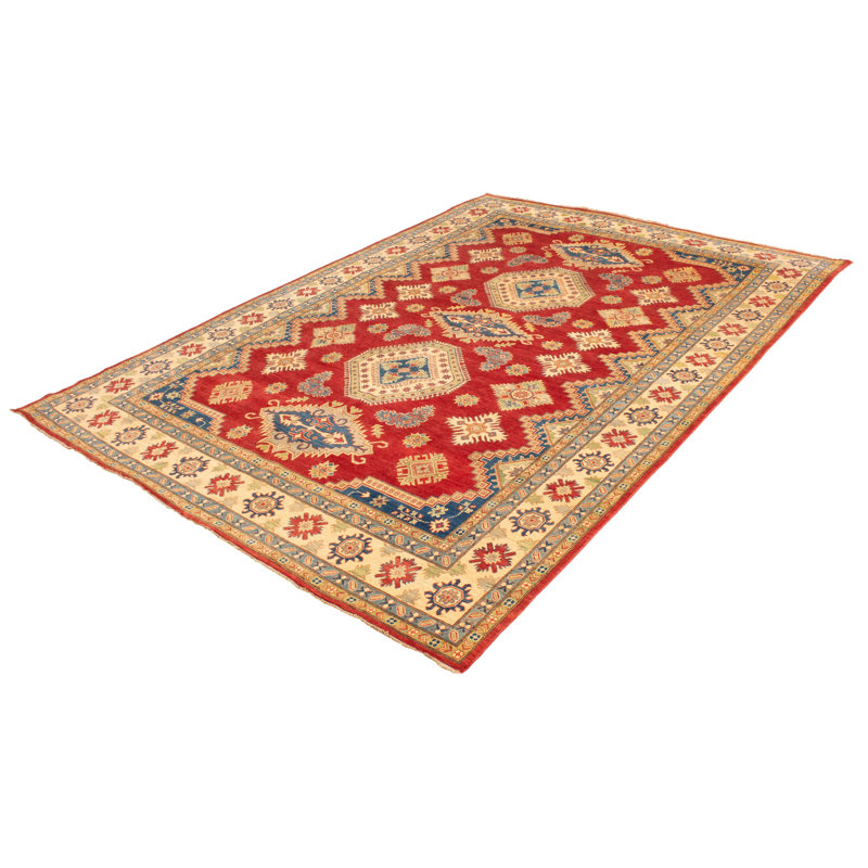 Tapis rouge foncé en laine noué à la main de conception unique 9 pi 11 po x 14 pi Pendik New Age
