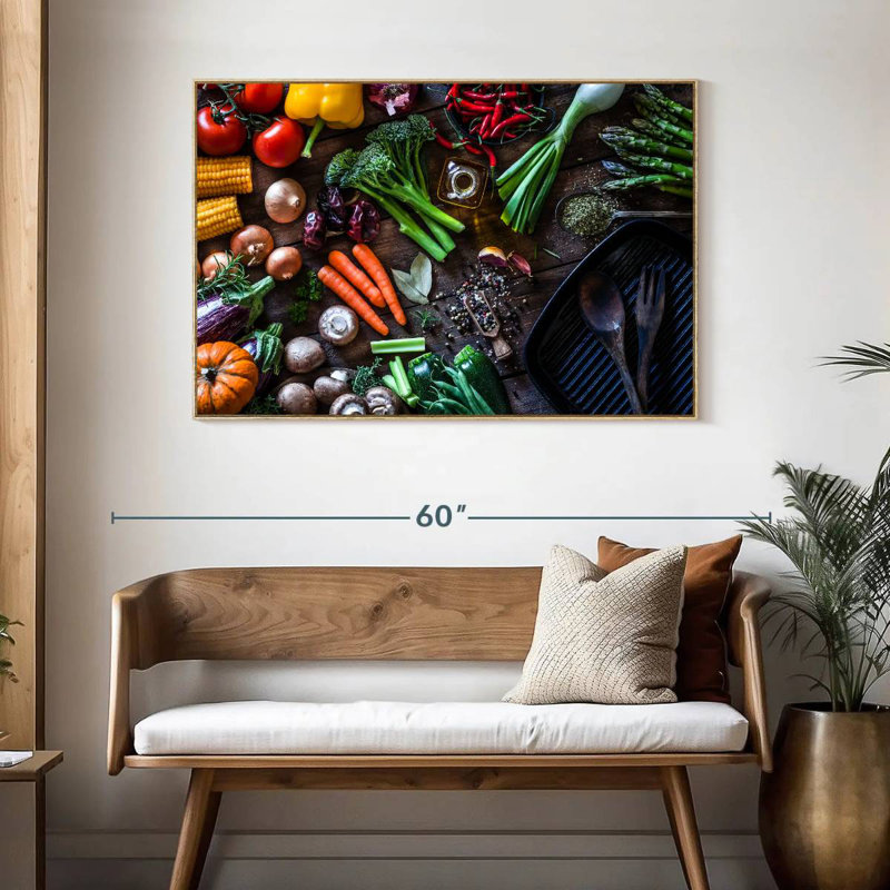 Sauté de légumes, Cadre flottant en bois naturel, 46 po x 31 po