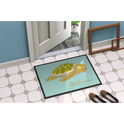 Tapis de porte pour l’extérieur antidérapant sea turtle welcome