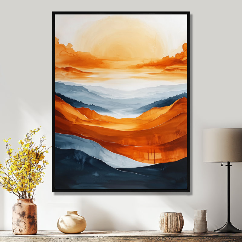 «Nyre Fading Autumn Mountain Landscape III - Mountains», reproduction sur toile, H 44 po x l 34 po, Noir