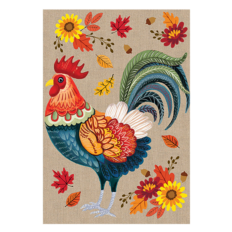 Drapeau de jardin Harvest Rooster Burlap