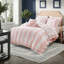 De literie pour lit double / grand lit, tissu floral rose à volants