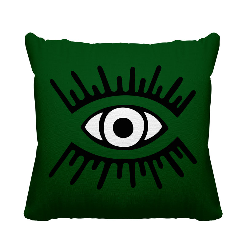 Coussin intérieur / extérieur Miranda Evil Eye, L 19 po x H 19 po, Vert