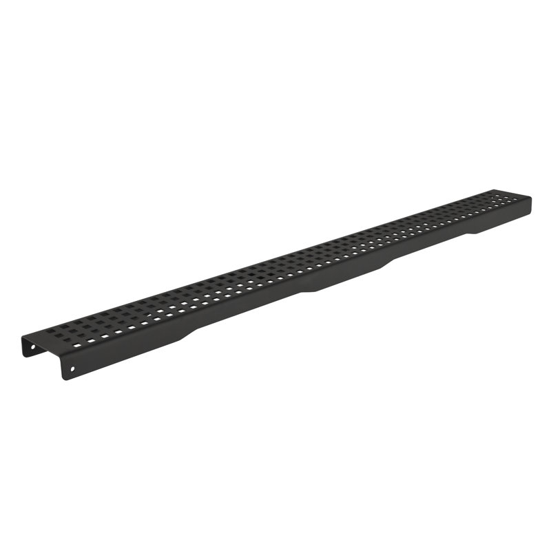 27.9 In.  Linear Grid Shower Drain With Leveling Feet And Flange In Matte Black