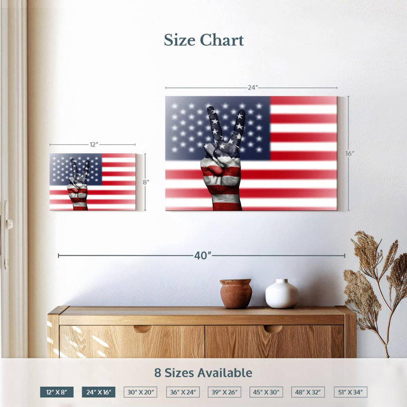 Borges American Flag Peace, 16" H x 24" W