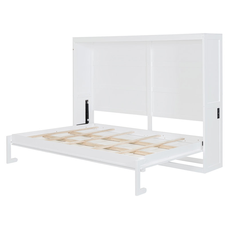 Lit escamotable double pleine grandeur, White