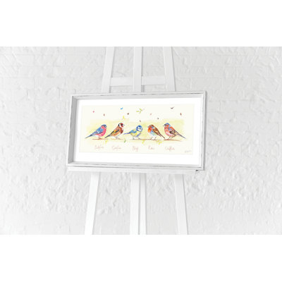 Line Of Garden Birds by Jennifer Rose - No Frame Painting