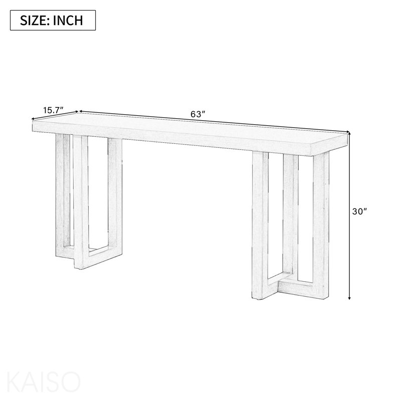 Console, conception géométrique, pieds en pin massif pour entrée - standard, 30" H x 63" W x 15.7" D, Grey,White, Grey,White