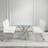Daarina Modern Dining Table Set, Large Rectangular Glass Table with Silver X-Base and Faux Leather Cantilever Chairs-57360911-6663502