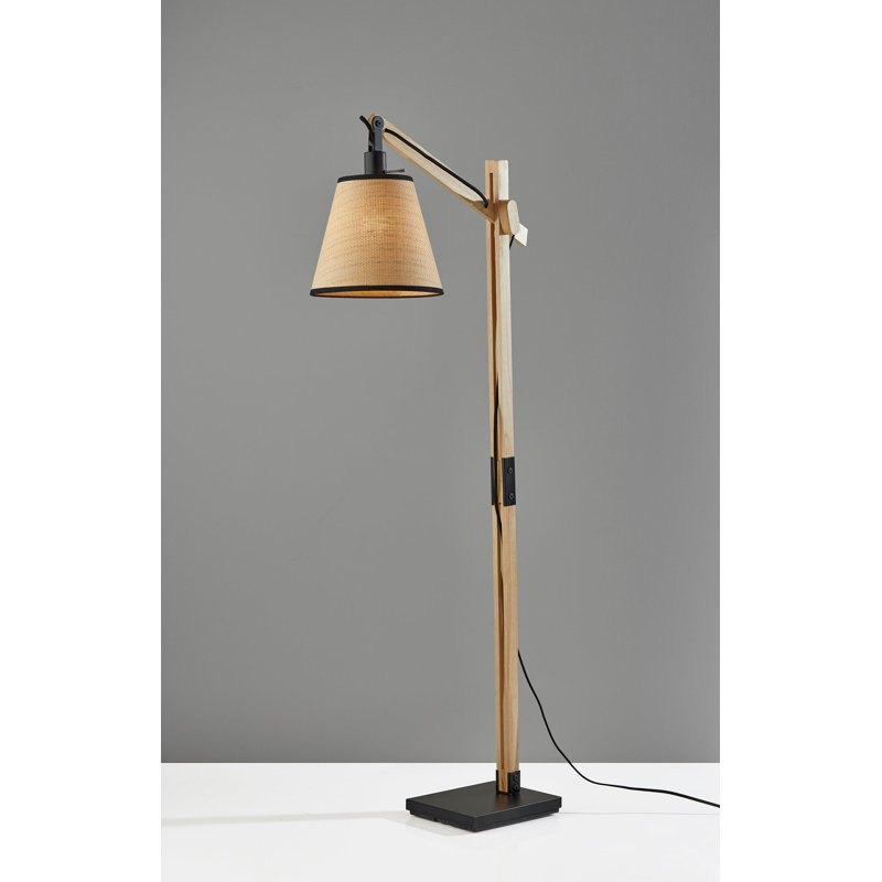 Lampe sur pied avec bras articulé 61 po Mansour, Noir / brun