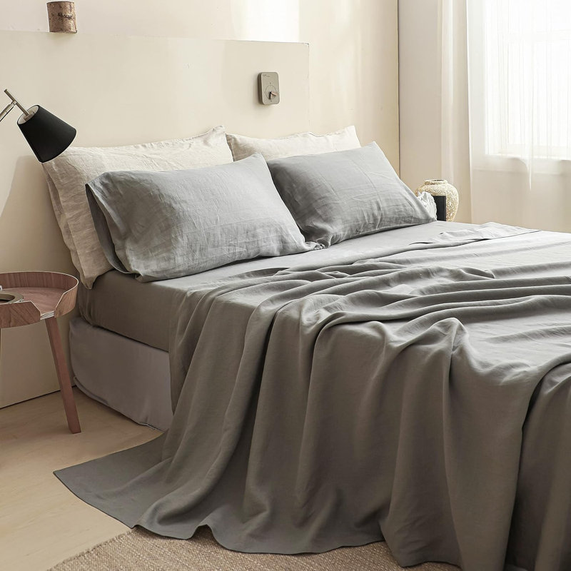 100% Linen Fitted Sheet, Full Fitted Sheet, Ultimate Gray