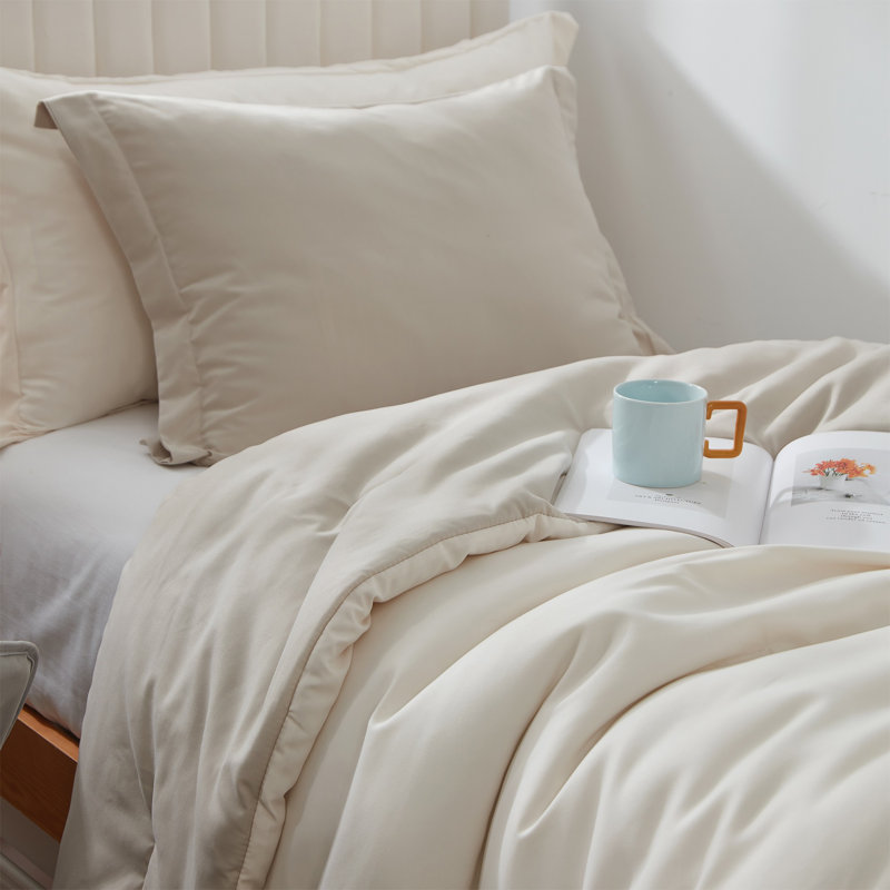 Ensemble d'édredon réversible pour lit simple TG, Jet Jet / lait d'avoine