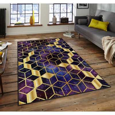 Luxurious Non-Slip Area Rug, 4.0 x 5.9 Feet, 100% Polyester, 740g/m² | Velvet Fabric with Digital Print | Easy-Clean Laminated Sponge Underside, Machine Washable | Perfect for Living Room, Bedroom & Home Decor