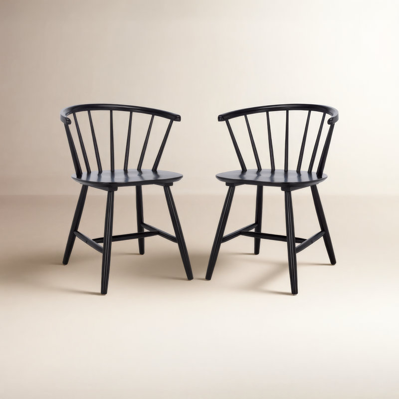 Chaise de salle à manger en bois massif Sheffield, Noir