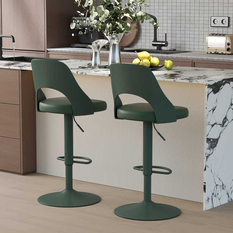 Hittel Swivel Adjustable Height Stool, Green