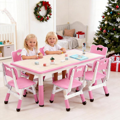 Ensemble de table et de chaises pour enfants 47 po, 47 po, réglable en hauteur avec rangement et bureau Graffiti pour l'artisanat, gris